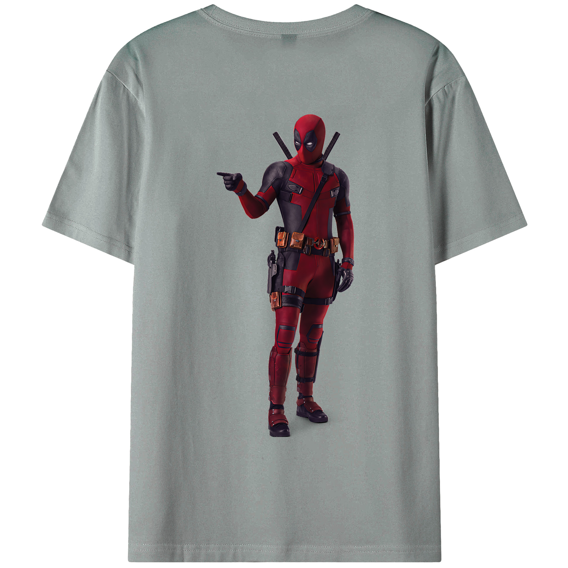 （画像用） Deadpool デッドプール 綿100％ メンズ半袖Tシャツ（バックプリント） 通気性